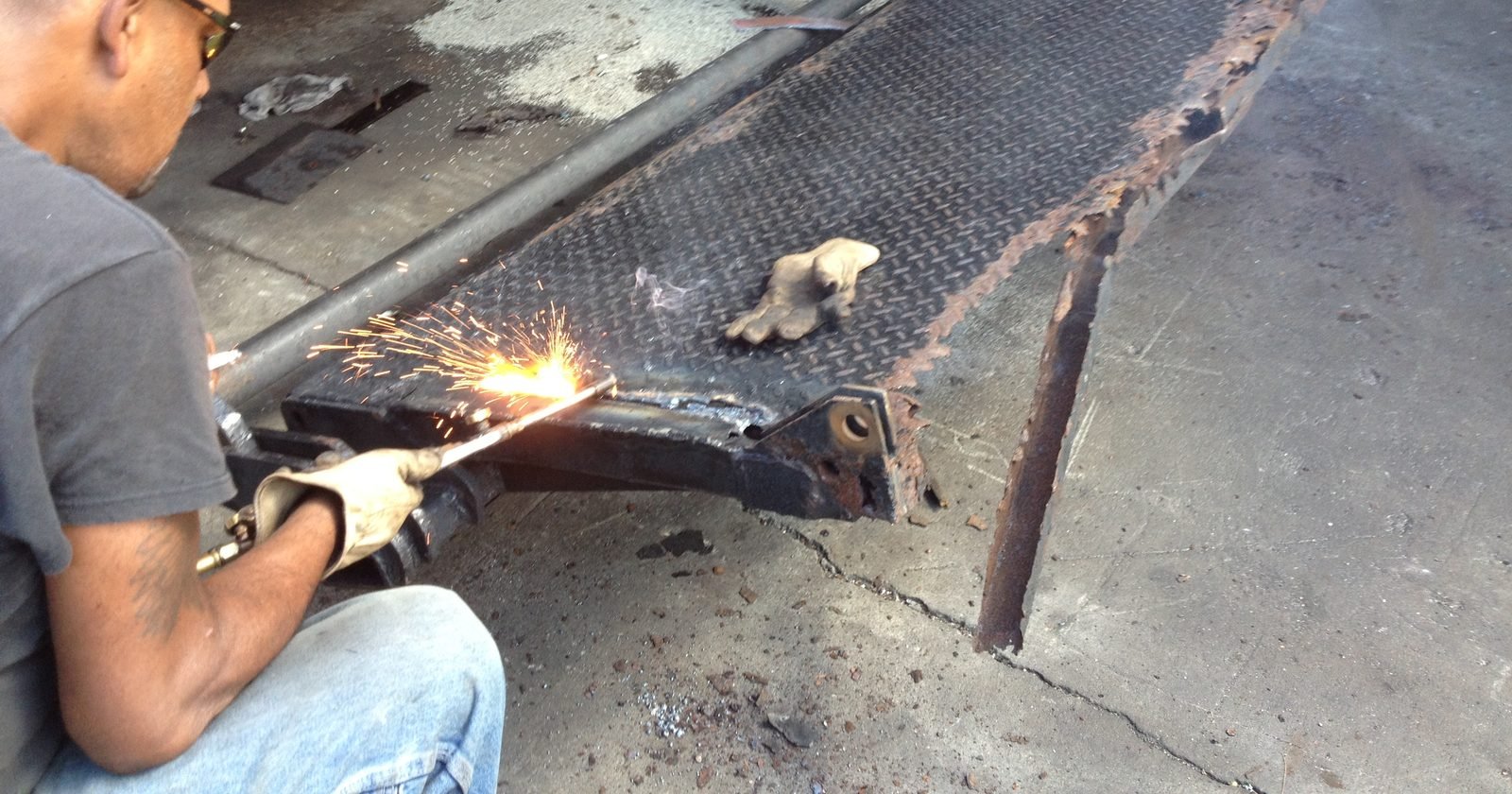 Cutting out the old deck plate